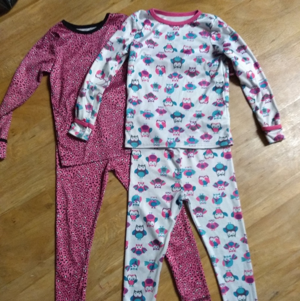 2 Pair Girl's Cuddl Duds Pajamas Size 4T